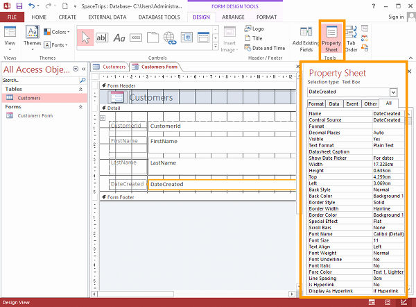 Modify A form In Microsoft Access 2013