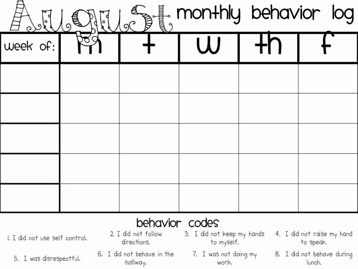Monthly Behavior Logs W Behavior Codes for Much Quicker
