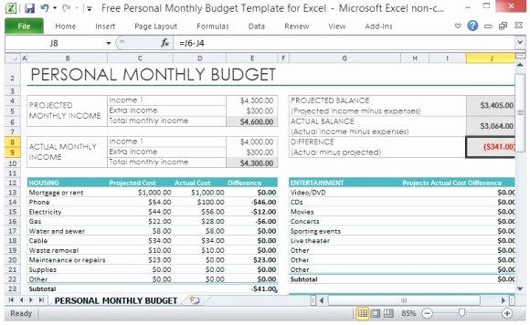 Monthly Bud Excel Spreadsheet Template
