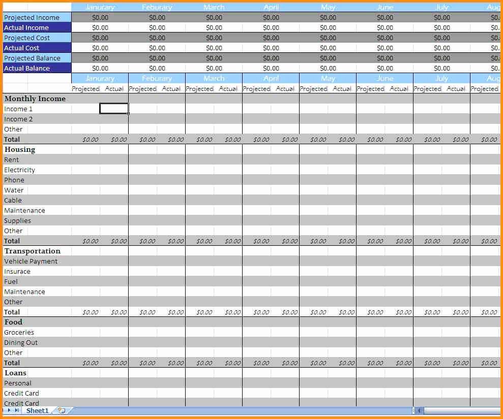 Monthly Expenses Spreadsheet Template Excel Expense