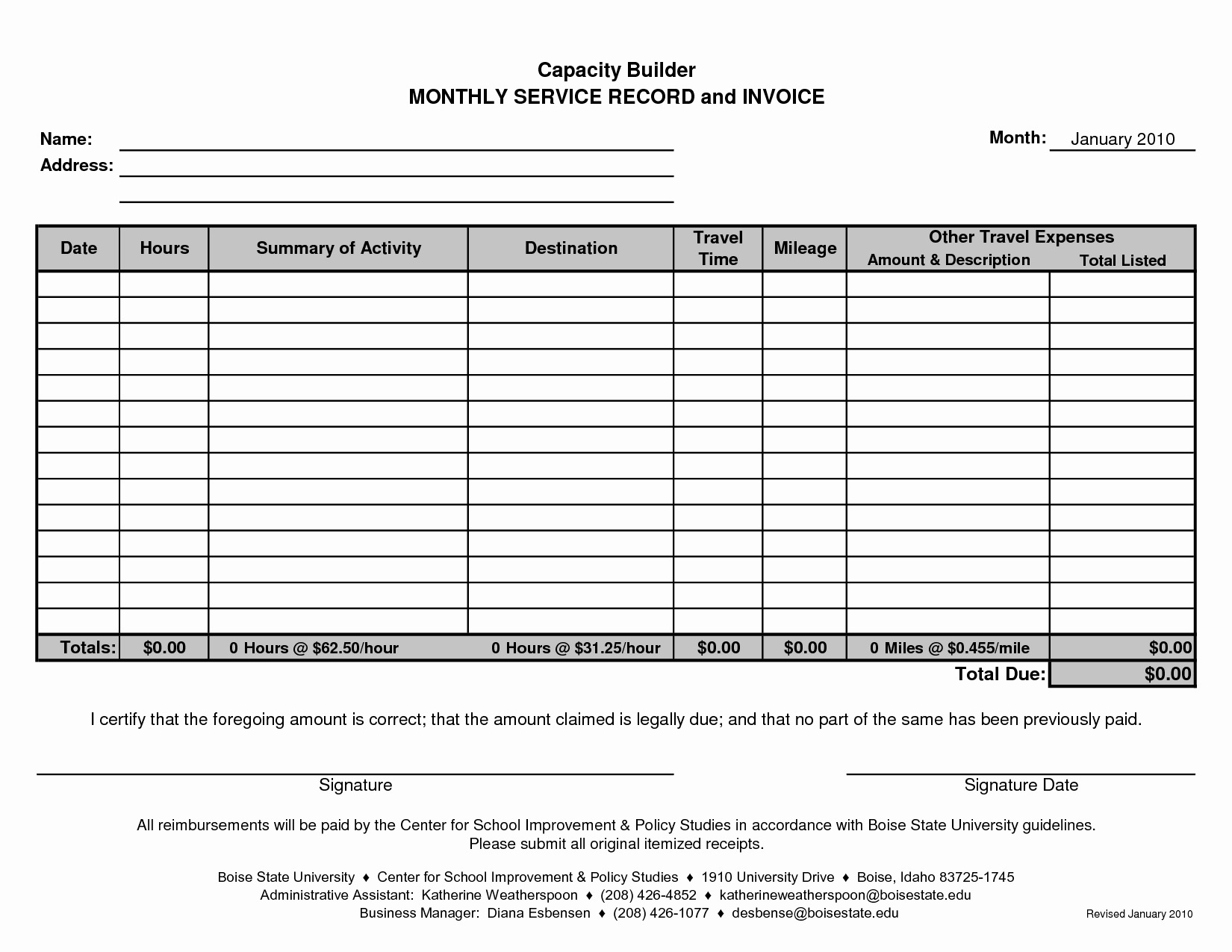 Monthly Invoice Template
