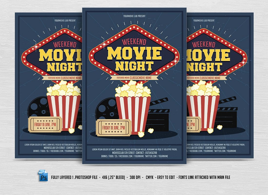 Movie Night Flyer Flyer Templates Creative Market