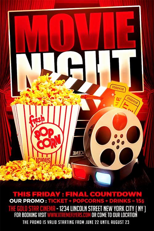 Movie Night Flyer Template Xtremeflyers