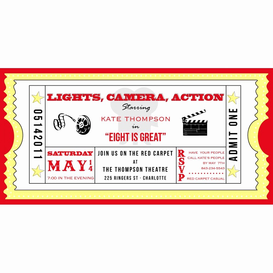 Movie Ticket Cinema Drive In Birthday Party Printable