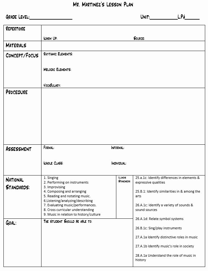 Mr M S Music Blog Lesson Plan Template for General Music