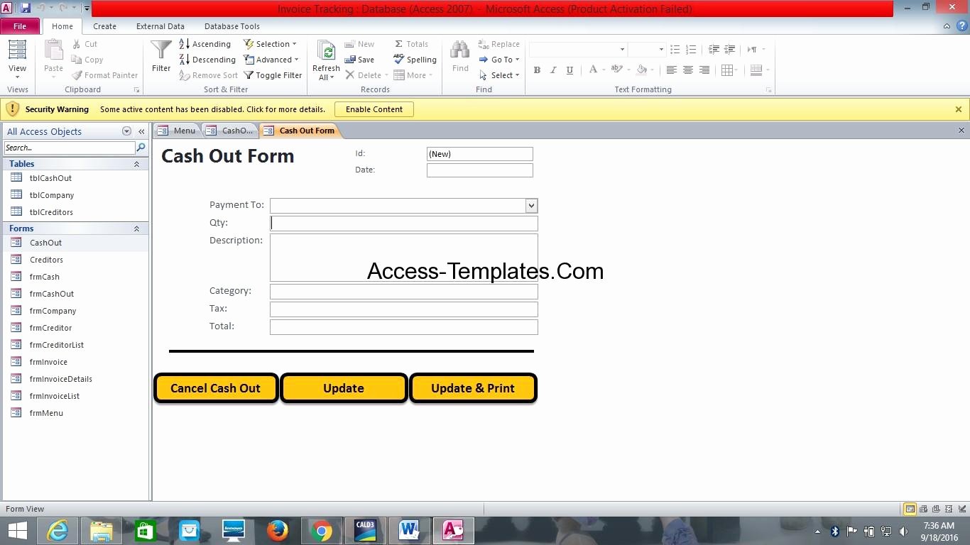 Ms Access Database Invoice Tracking Template