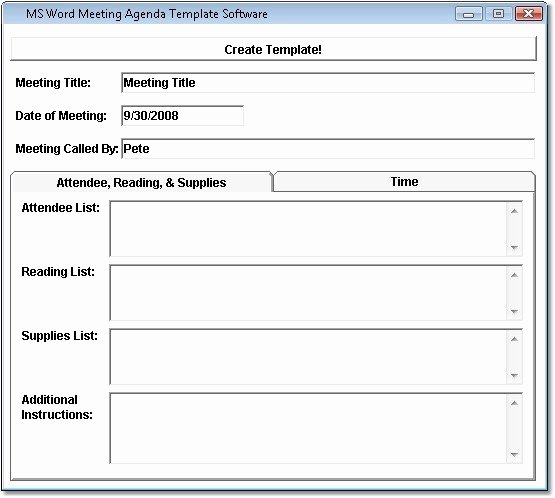 Ms Word Meeting Agenda Template software Free Download
