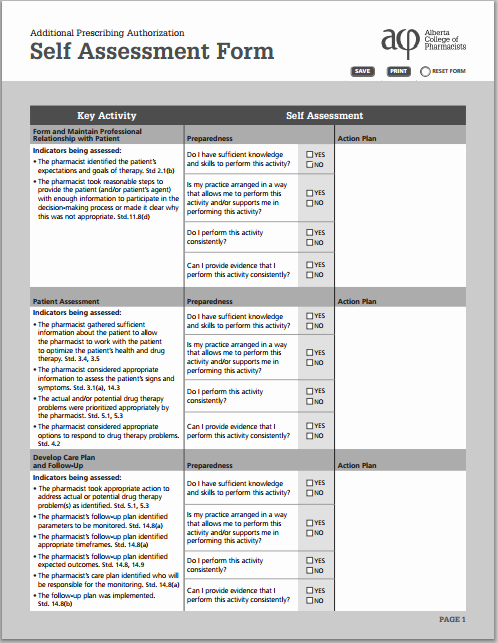 Ms Word Self assessment form Template