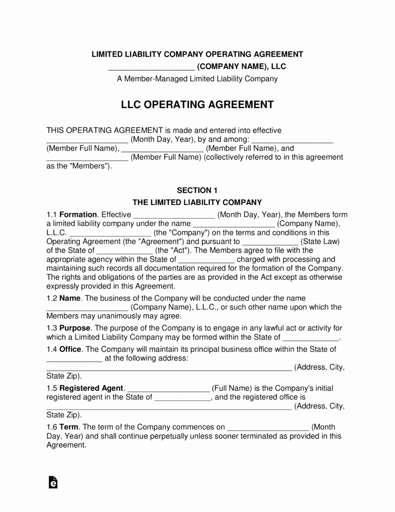 Multi Member Llc Operating Agreement Template