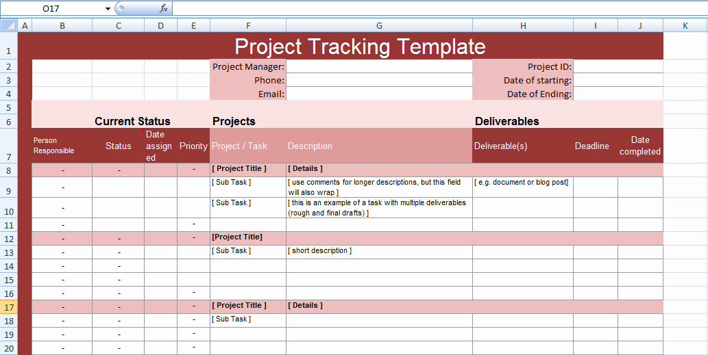 Multiple Project Tracking Templates Excel