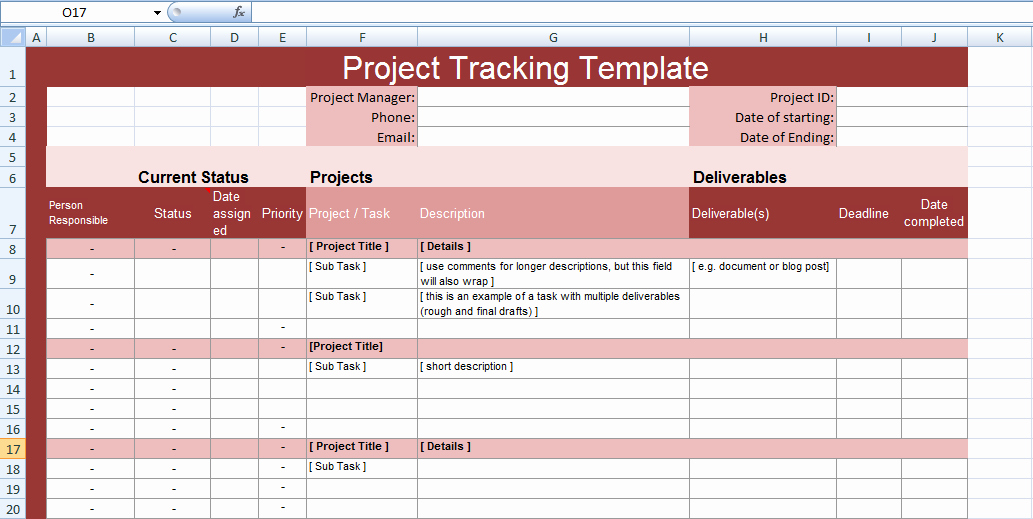 Multiple Project Tracking Template Excel