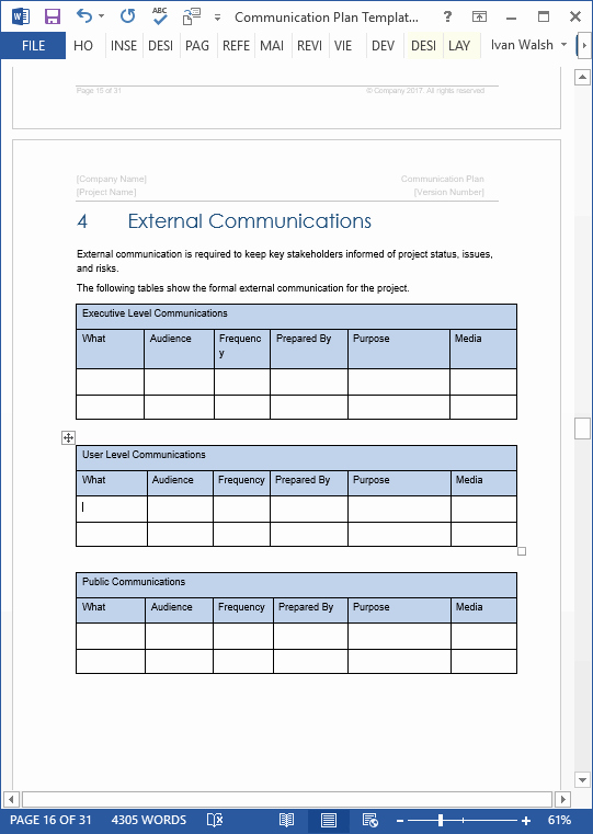 Munication Plan Templates – Download Ms Word and Excel