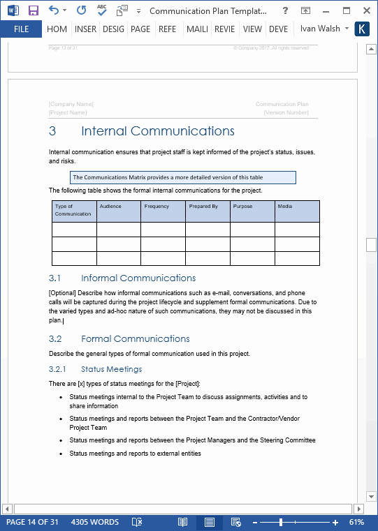 Munication Plan Templates – Download Ms Word and Excel