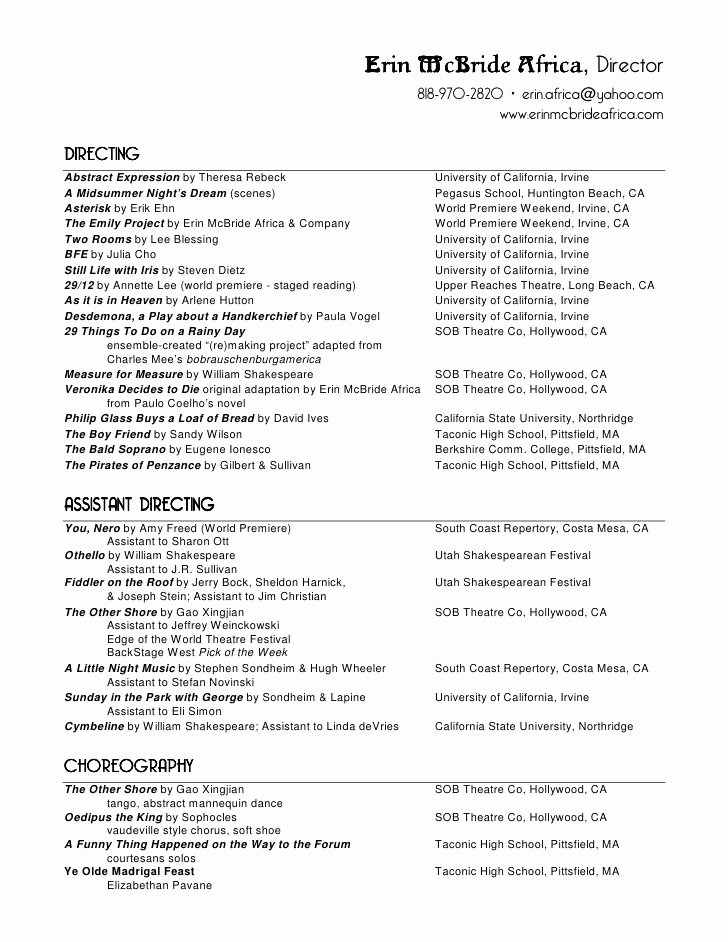 Music Resume for College Best Resume Collection