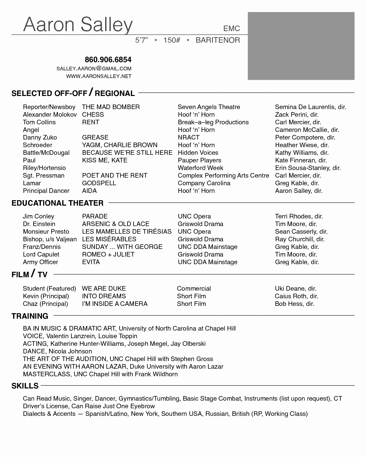 Musical theatre Resume for Kids – Perfect Resume format