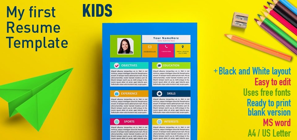 My First Resume Template for Kids