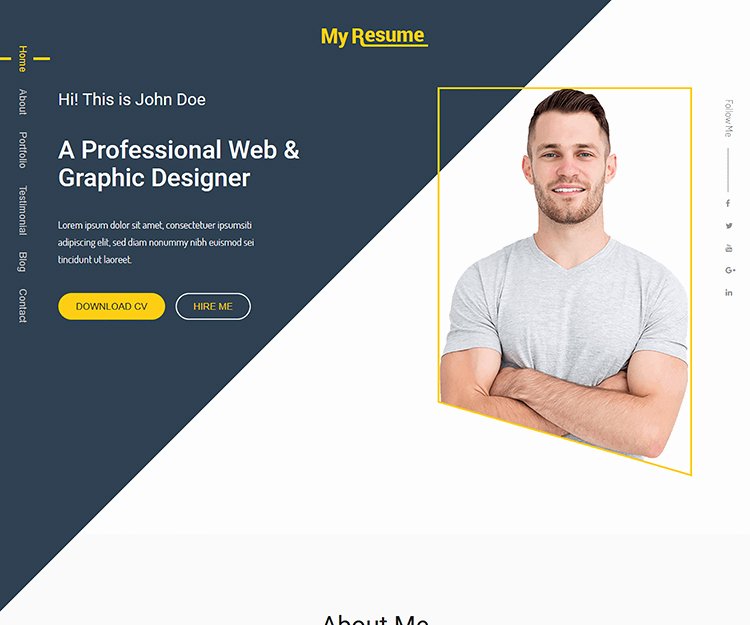 myresume bootstrap personal portfolio template