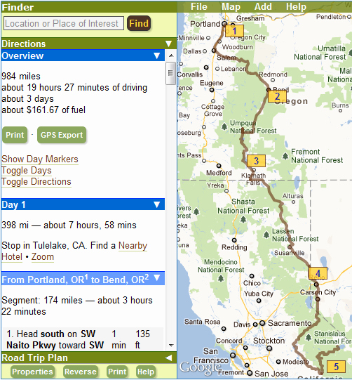 koa road trip planner