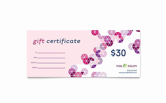 Nail Salon Gift Certificate Template Word &amp; Publisher