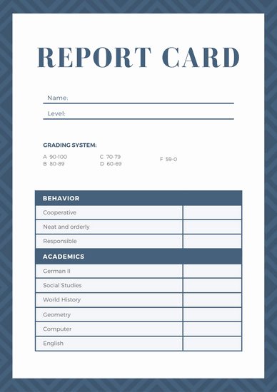 Navy Blue Geometric Homeschool Report Card Templates by