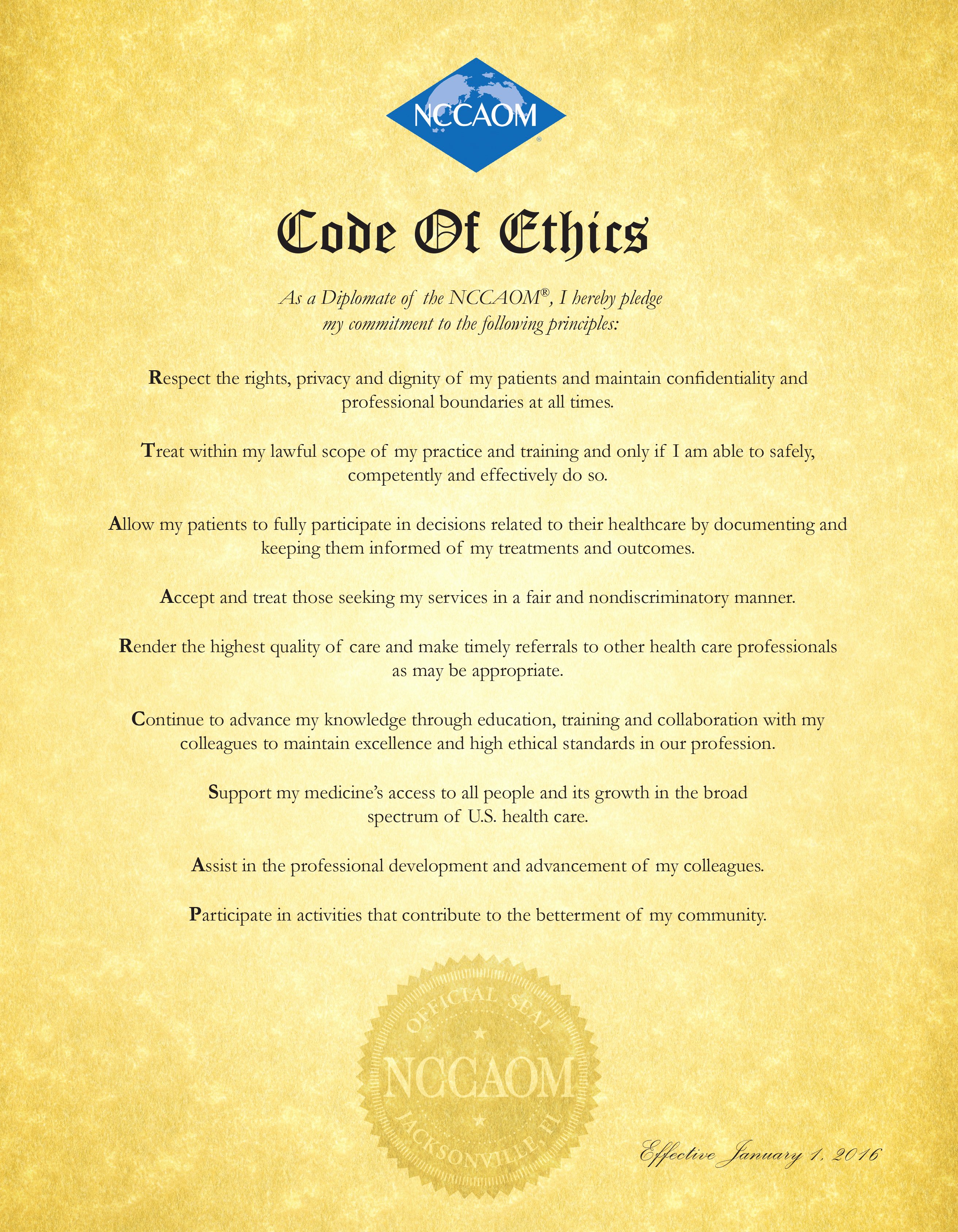 Nccaom Code Of Ethics