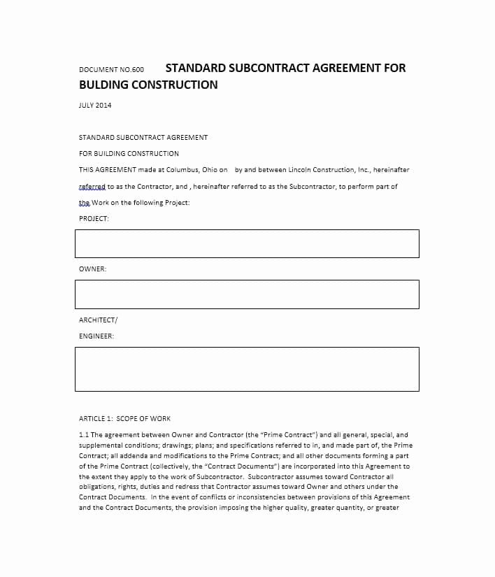 Need A Subcontractor Agreement 39 Free Templates Here