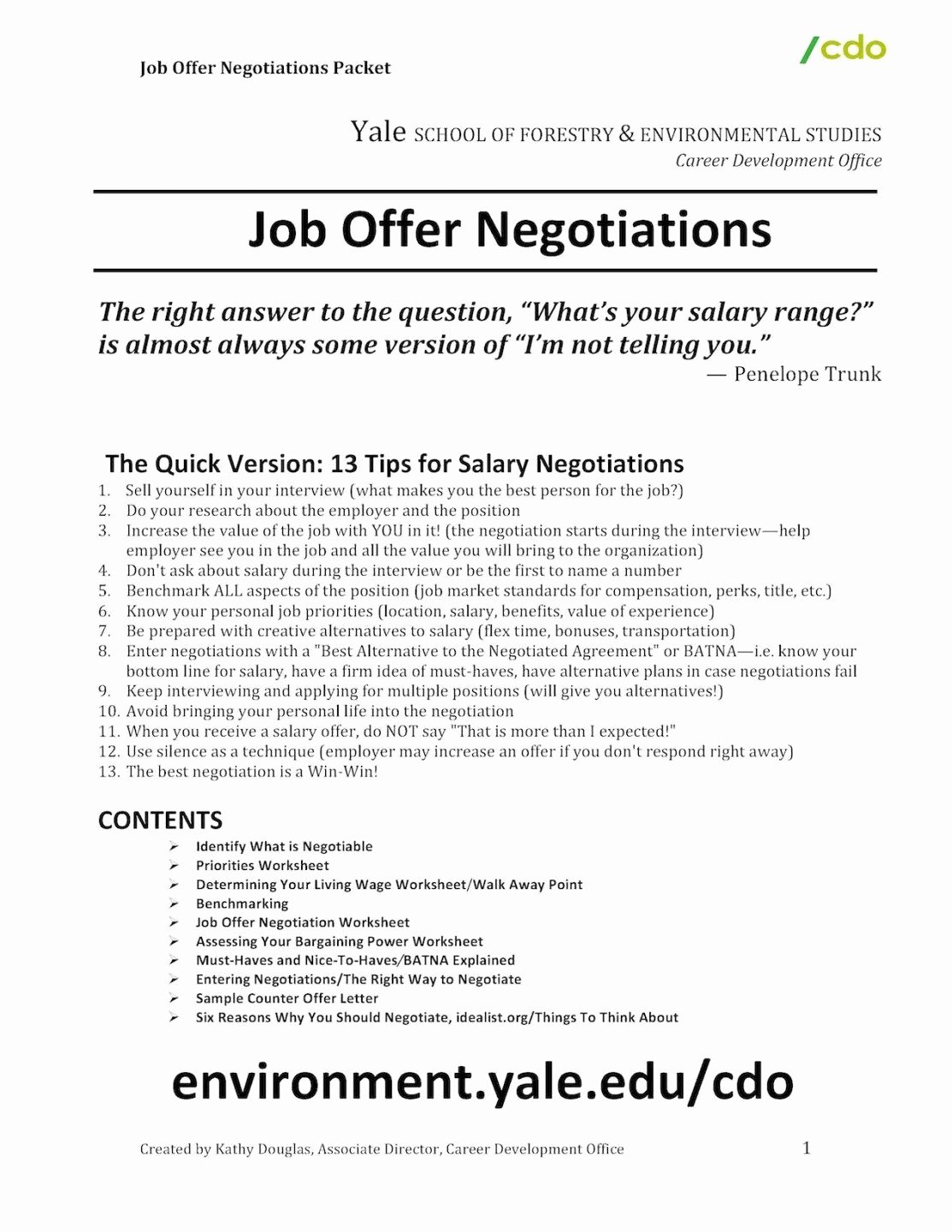 Negotiating Job Offer Letter