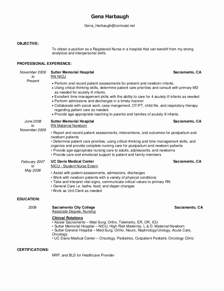 nicu rn resume sample