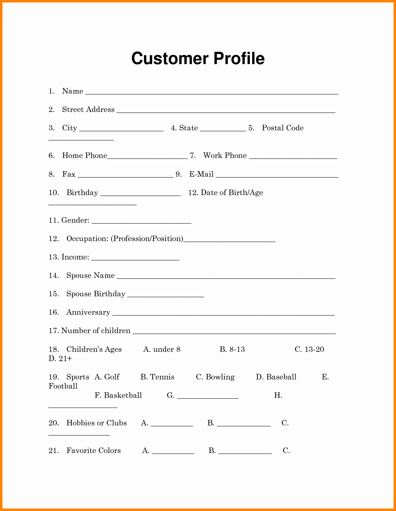 New Customer form Template Word Portablegasgrillweber