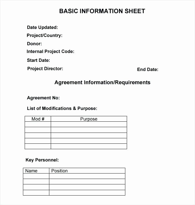 New Customer Information Sheet Template Update Contact