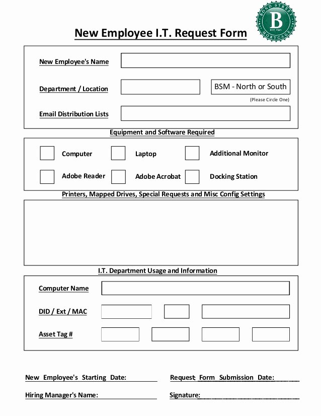 New Employee It Request form