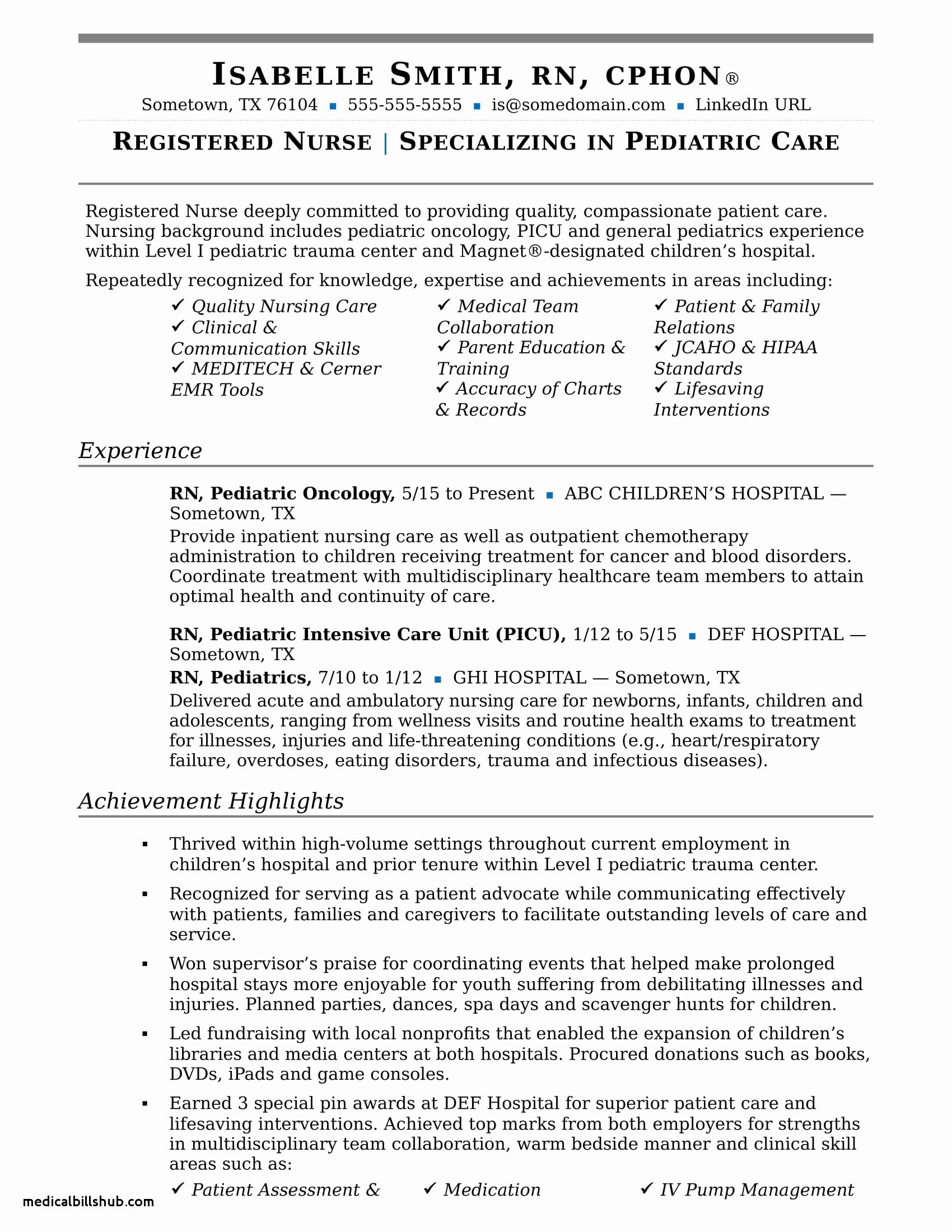 new grad nursing resume clinical experience