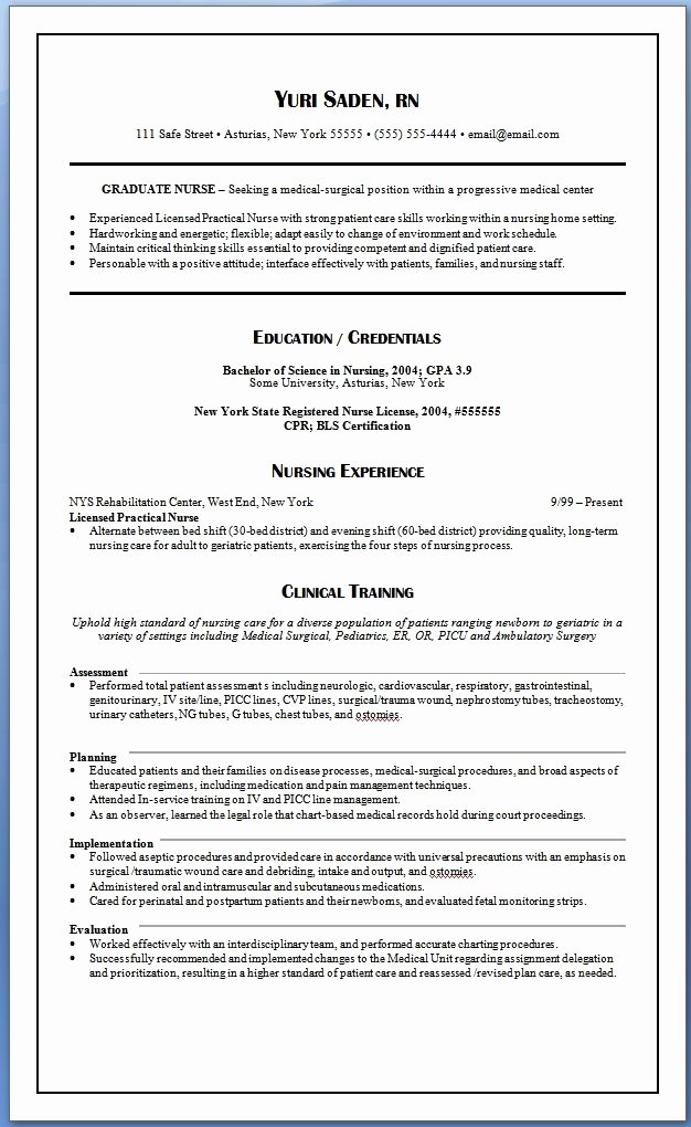 New Grad Rn Resume Template Best Resume Collection