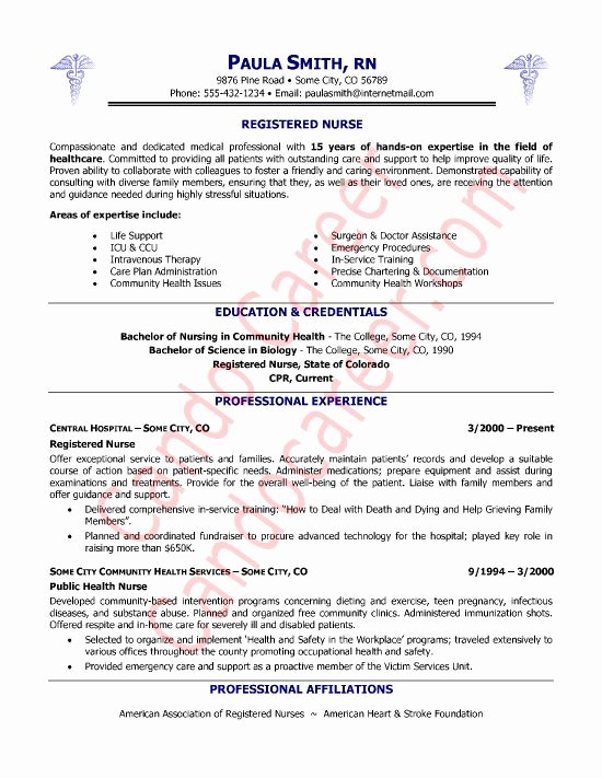New Registered Nurse Resume Sample
