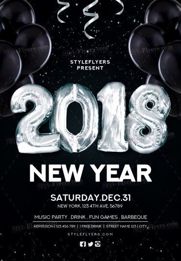 New Year 2018 Psd Flyer Template Styleflyers
