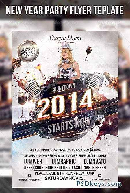 702 new year party flyer template