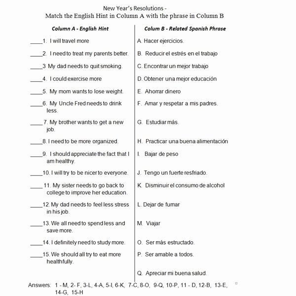 New Year S Resolution Worksheets Elementary