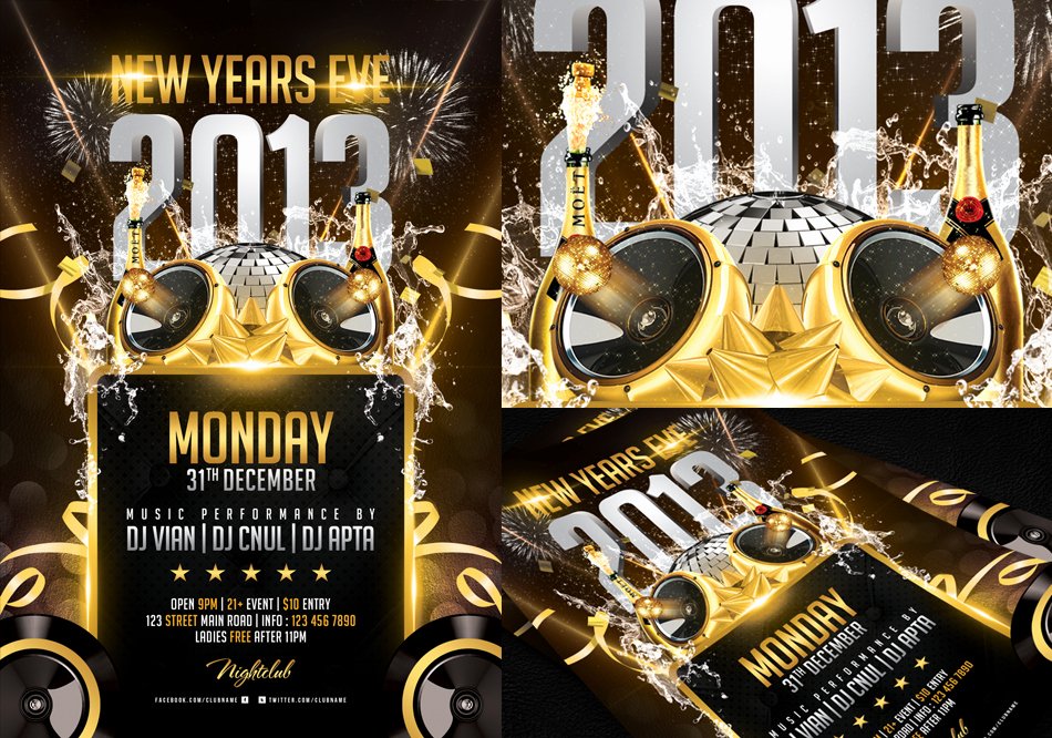 New Years Eve Flyer Template by Angkalimabelas On Deviantart