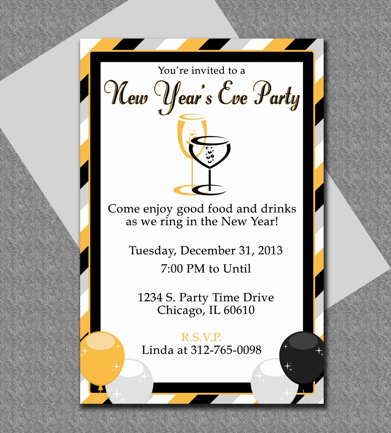 New Years Eve Party Invitation Editable Template