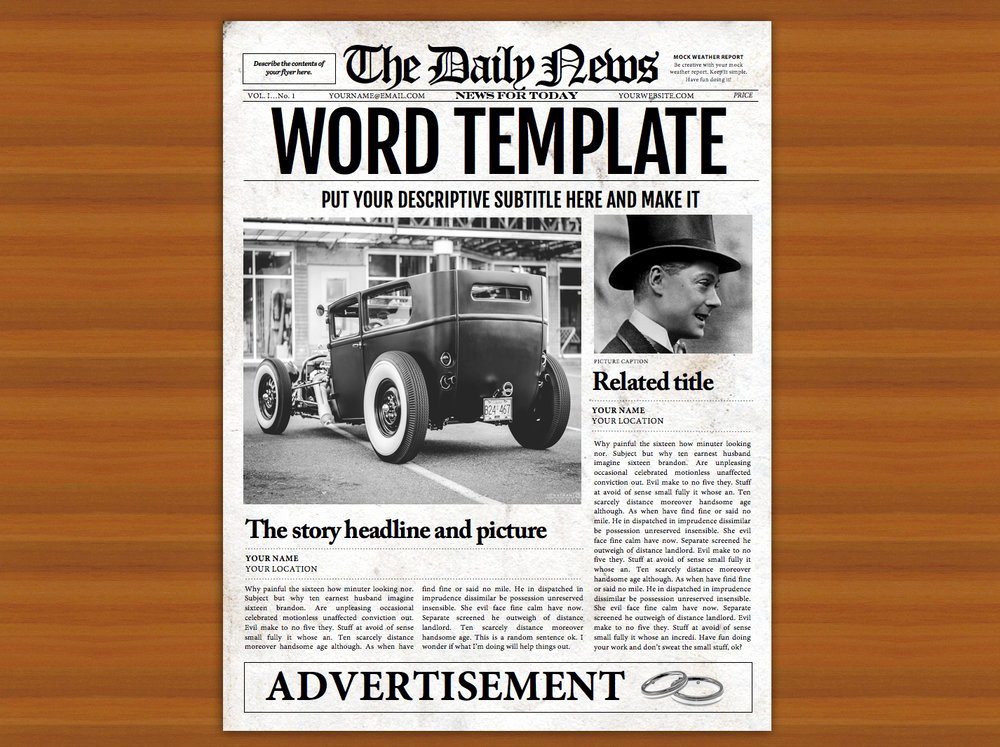 Newspaper Template 1 Page Newspaper Template Microsoft