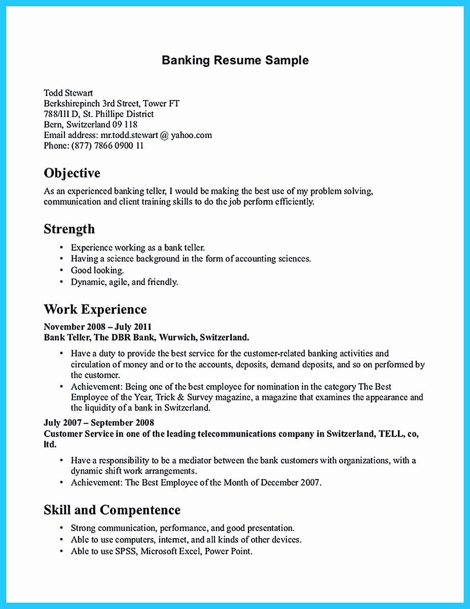 Nice Learning to Write From A Concise Bank Teller Resume