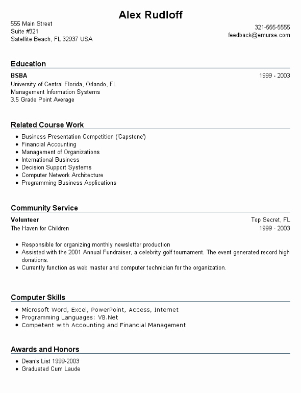 No Experience Resume Template