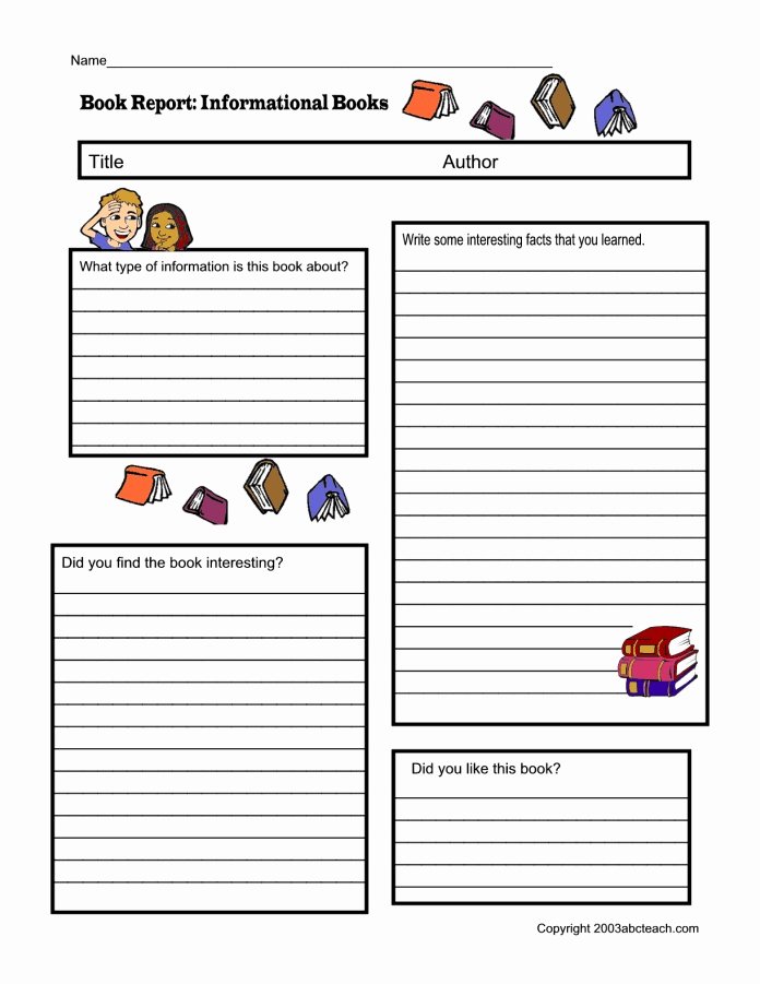 Non Fiction Book Report form Pdf