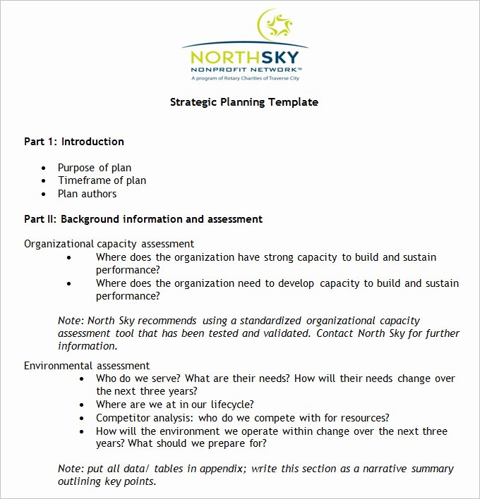 non profit strategic plan template