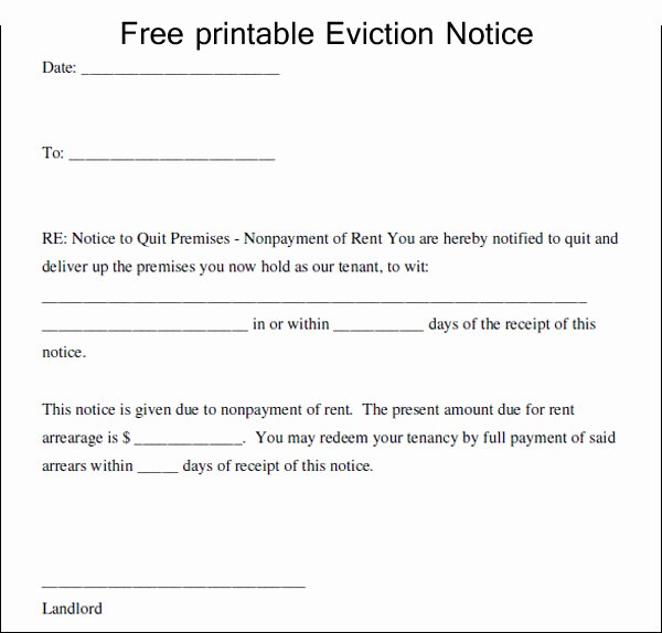 Notice Eviction form