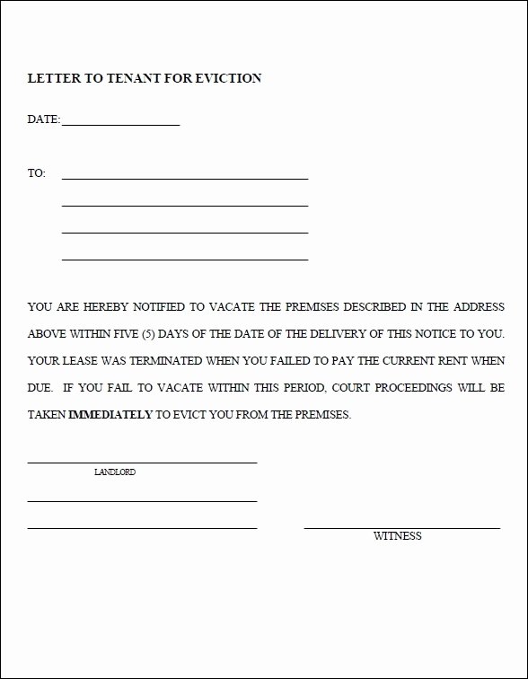 Notice Eviction Letter Template