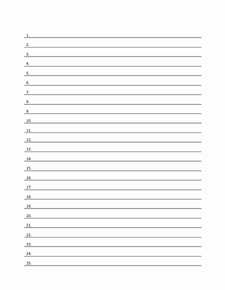 Numbered Lined Paper Template Printable Pdf form
