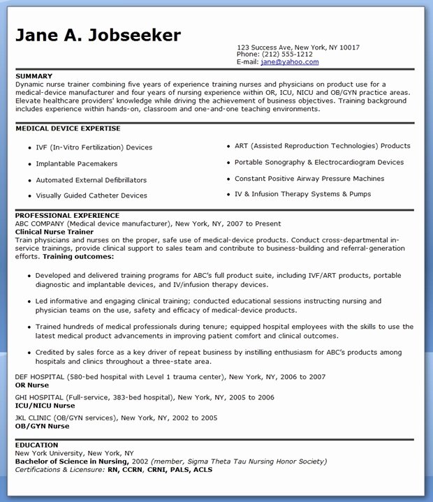 Nurse Educator Resume Talktomartyb