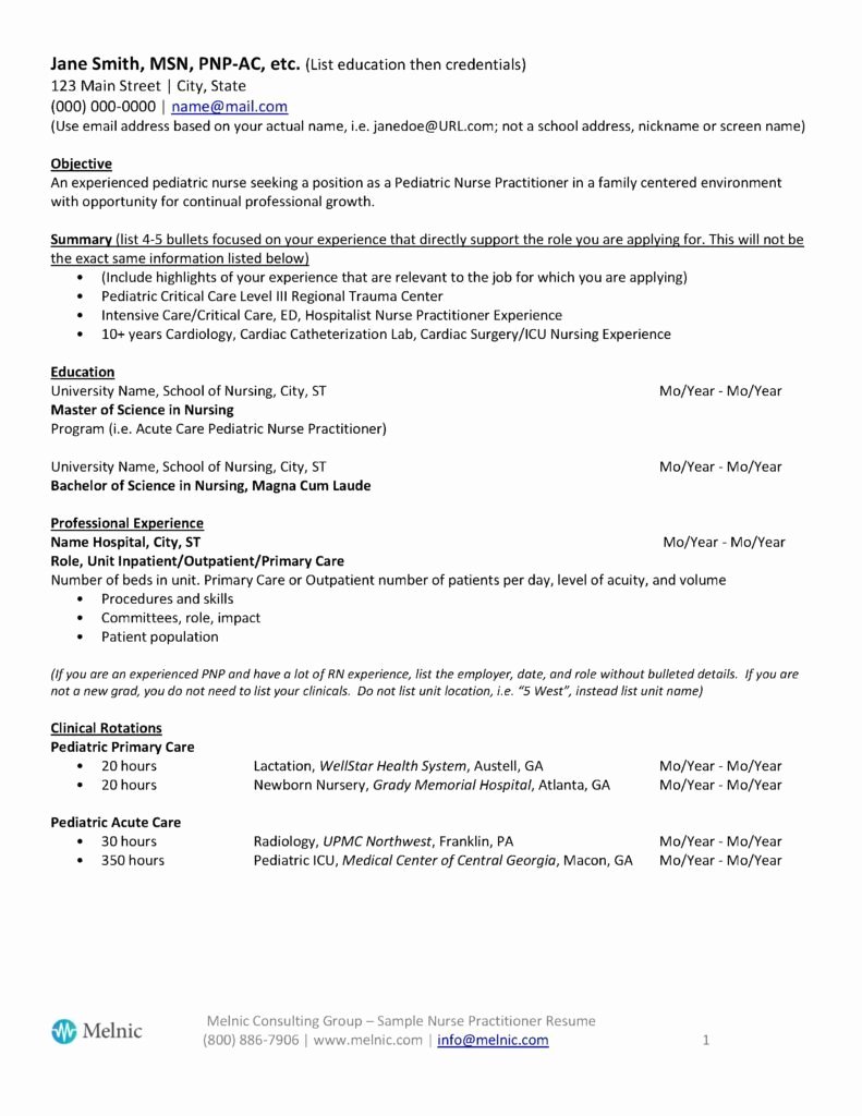 Nurse Practitioner Sample Resume for Job Seekers Melnic