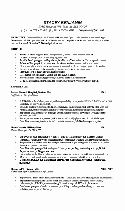 Nurse Resume Example Professional Rn Resume